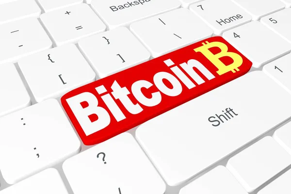 Botão Bitcoin Sinal Teclado — Fotografia de Stock