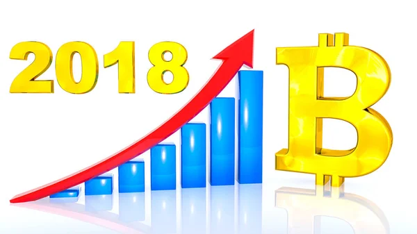 Crescimento Financeiro Conceito Bitcoin 2018 — Fotografia de Stock