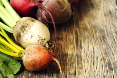 Taze organik beetroots farklı çeşitleri