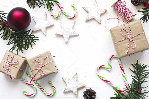 Moldura decorativa de Natal, espaço de cópia — Fotografia de Stock