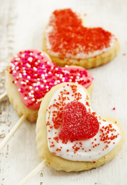 Srdce tvaru cookies pro valentinky den — Stock fotografie