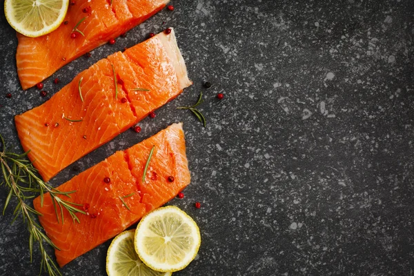 Fresh salmon fillet with herbs and spices