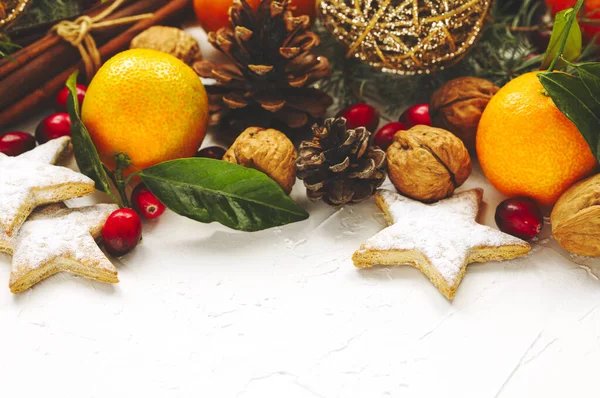 Noel kurabiyeleri, dekorasyon ve hediyeler — Stok fotoğraf