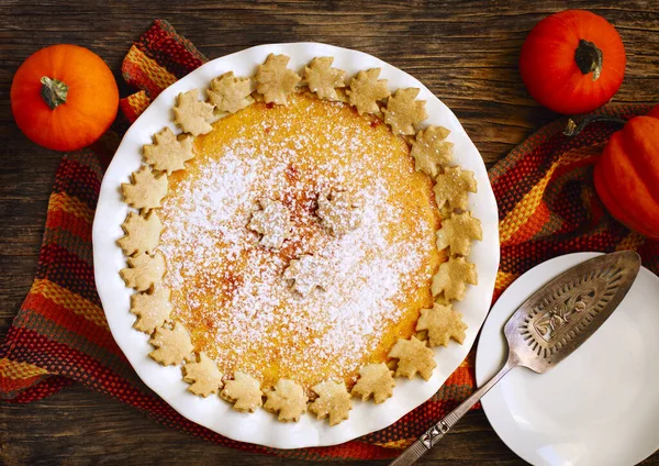 Pumpkin pie, top view — Stock Photo, Image