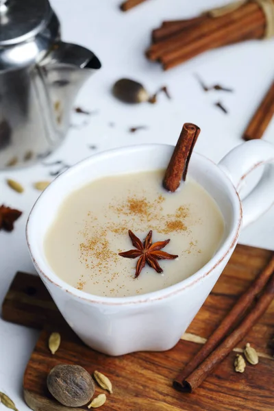 Traditional indian masala chai tea with spices — Stock Photo, Image