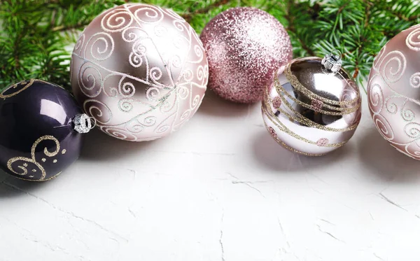 Christmas decoration. Christmas baubles in pink color . — Stock Photo, Image