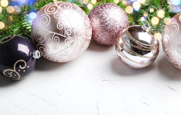 Christmas decoration. Christmas baubles in pink color. — Stock Photo, Image