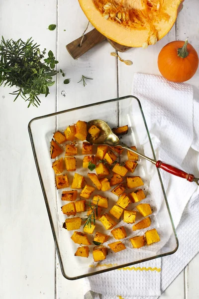 Baked pumpkin with herbs — Stock Photo, Image