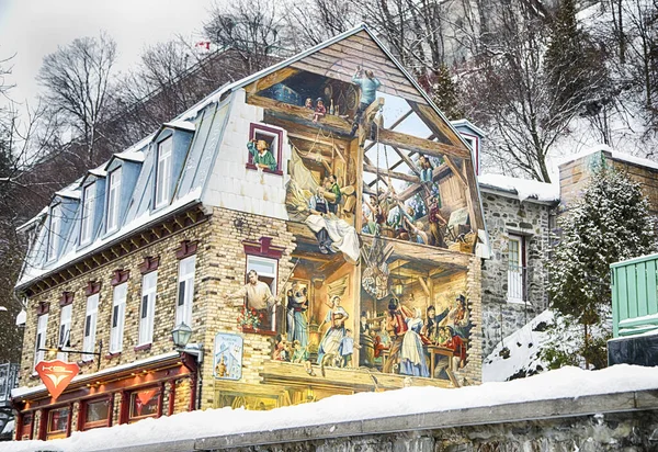 Quebec, Kanada - 21 december 2016: Fresque du Petit-Champlain o — Stockfoto