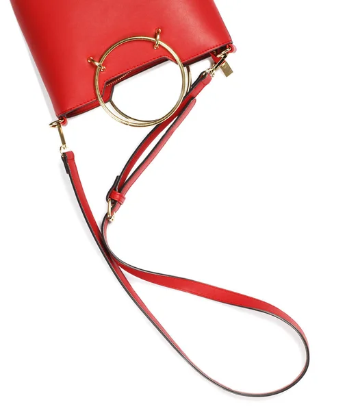 Жіноча червона сумка ізольована на білому тлі. Концепція моди — стокове фото
