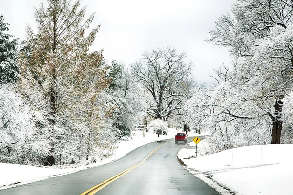 Winter road at snow day, Ontario, Canada. Beautiful winter lands — Stock Photo, Image