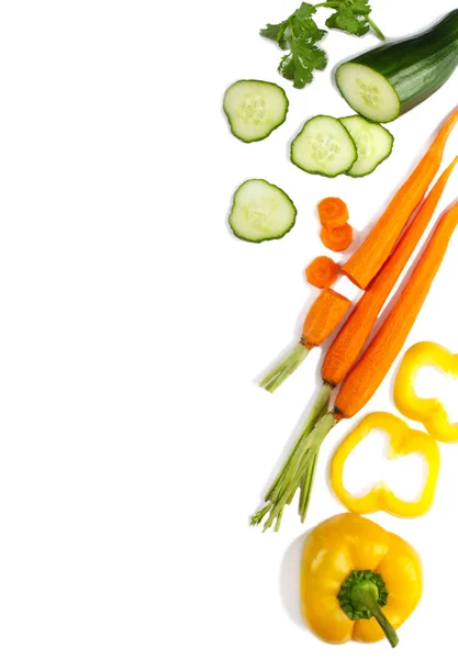 Fresh vegetables isolated on white background. Flat lay. Food co — Stock Photo, Image