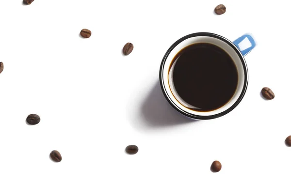 Taza de café negro, vista superior, espacio para copiar —  Fotos de Stock