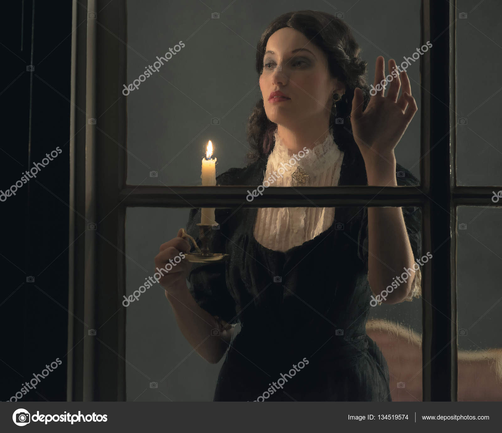Woman Holding Candlestick Stock Photo By Ysbrand 134519574