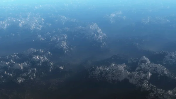 Високий кут зору туманної гори — стокове фото