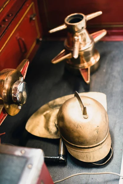 Golden helmet of firefighter — Stock Photo, Image
