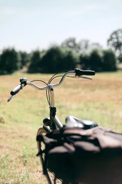 Steering bar of black bicycle — Stock Photo, Image