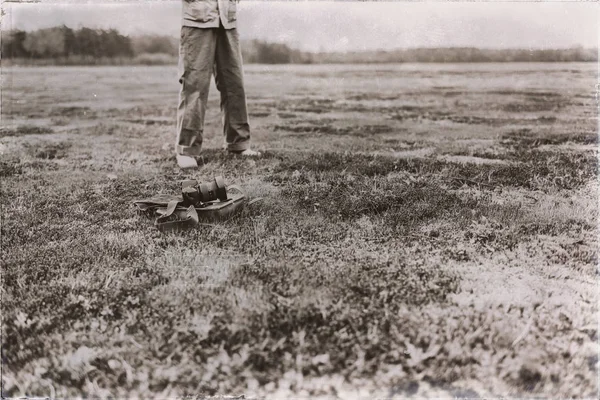 ile eldiven ve alanında yalan fotoğraf makinesi çantası