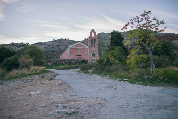 Pink church in ghost town — Stock Photo, Image