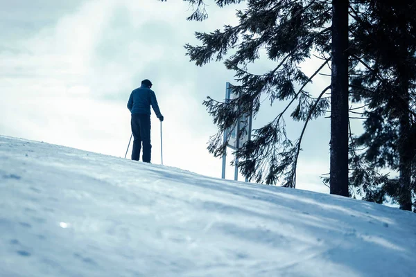 Male skier on slope — Stock Photo, Image