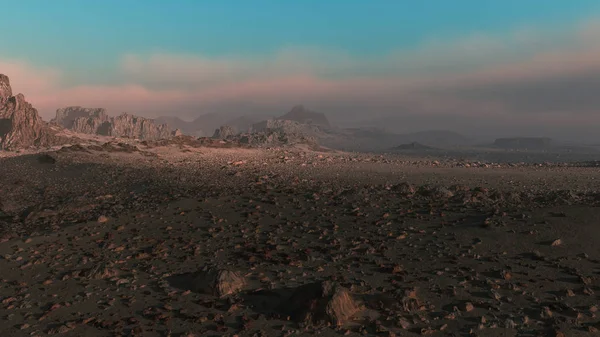 Skaliste Twarde Krajobrazy Pod Mglistymi Chmurami — Zdjęcie stockowe