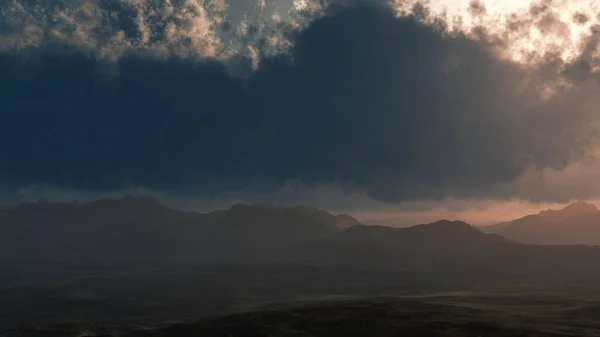 Krajobraz Górski Ciemnym Chmurnym Niebem — Zdjęcie stockowe