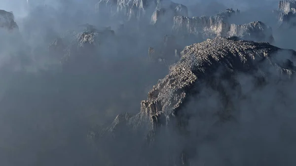 Aérea Niebla Escarpado Paisaje Montaña Imagen Generada Digitalmente — Foto de Stock