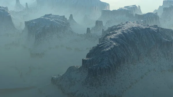 Повітря Туманного Міцного Гірського Ландшафту Цифрове Зображення — стокове фото
