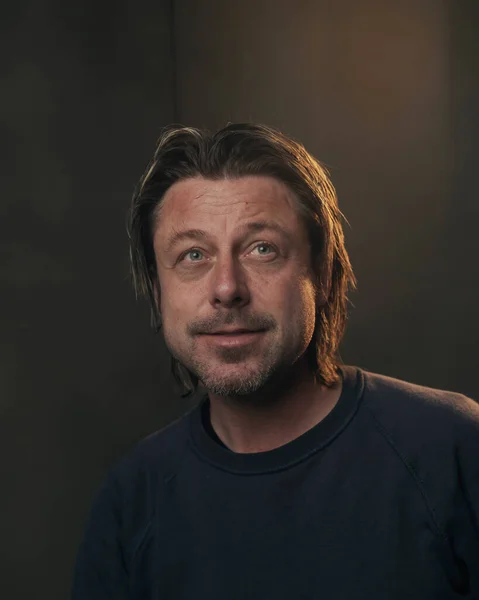 Studio Portrait Smiling European Man — Stock Photo, Image