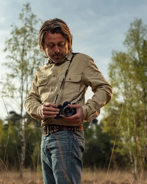 Fotografo Naturalistico Nella Riserva Naturale All Alba Primavera — Foto Stock