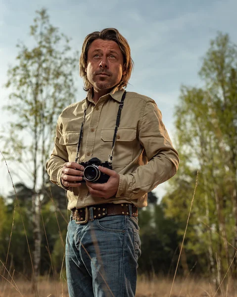 Příroda Fotograf Přírodní Rezervaci Při Východu Slunce Během Jara — Stock fotografie