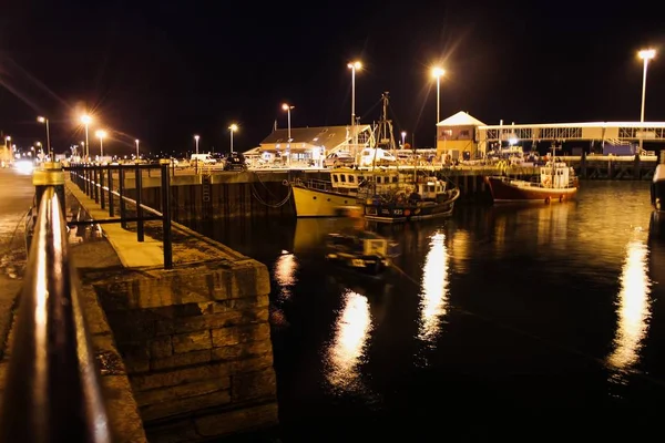 Port Nuit Avec Des Lumières — Photo