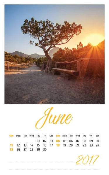 2017 photo calendar with beautiful landscape. June. — Stock Photo, Image
