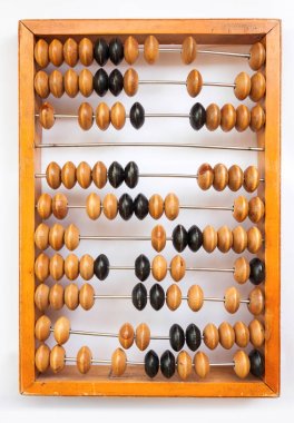 antika ahşap abacus abacus üzerinde beyaz izole