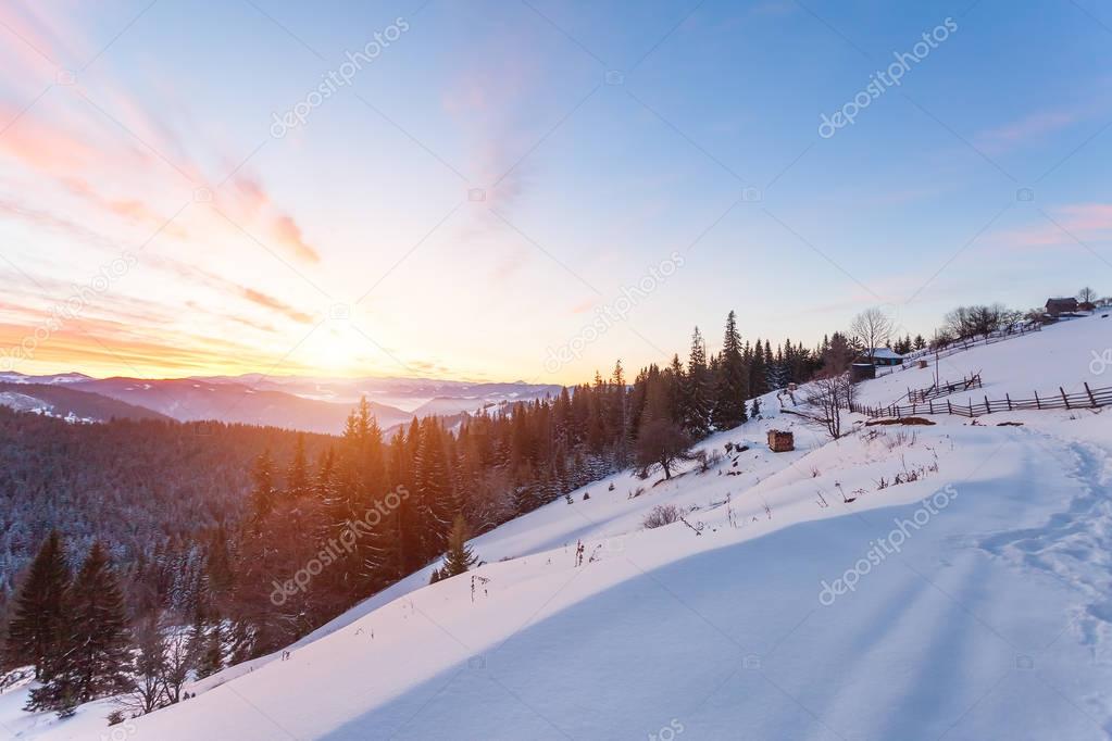Beautiful winter mountains landscape