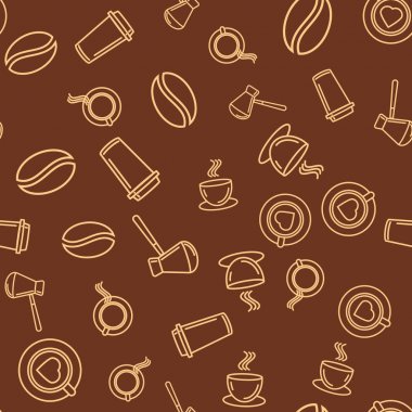 Kahve bardakları ve kahve çekirdekleri ile Seamless Modeli