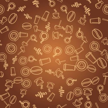 Kahve bardakları ve kahve çekirdekleri ile Seamless Modeli