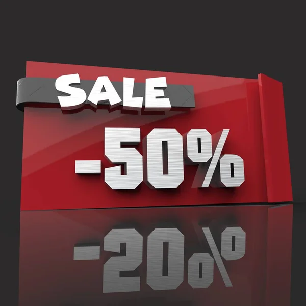 Rendering 3D del banner di vendita del 50% — Foto Stock