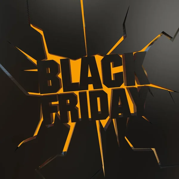 3D-gengivelse af Black Friday Word knusning væg - Stock-foto