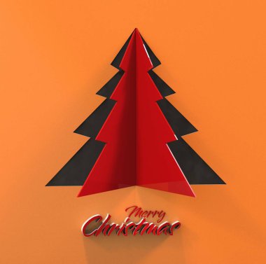 Merry christmas kağıt ağaç tasarım tebrik kartı 