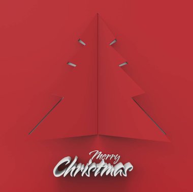 Merry christmas kağıt ağaç tasarım tebrik kartı 