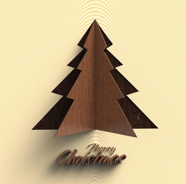 Καλά Χριστούγεννα χαρτί δέντρο σχεδιασμού ευχετήρια κάρτα — Φωτογραφία Αρχείου