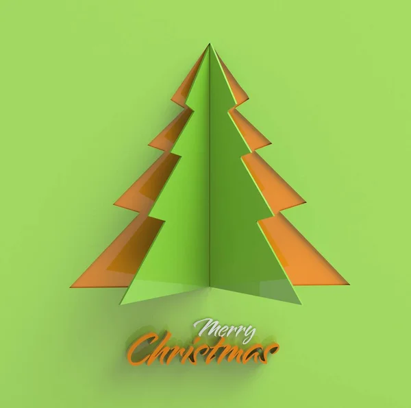 Buon Natale albero di carta disegno biglietto di auguri — Foto Stock