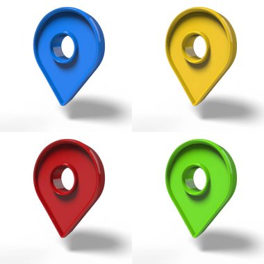 harita işaretçiler 3D render