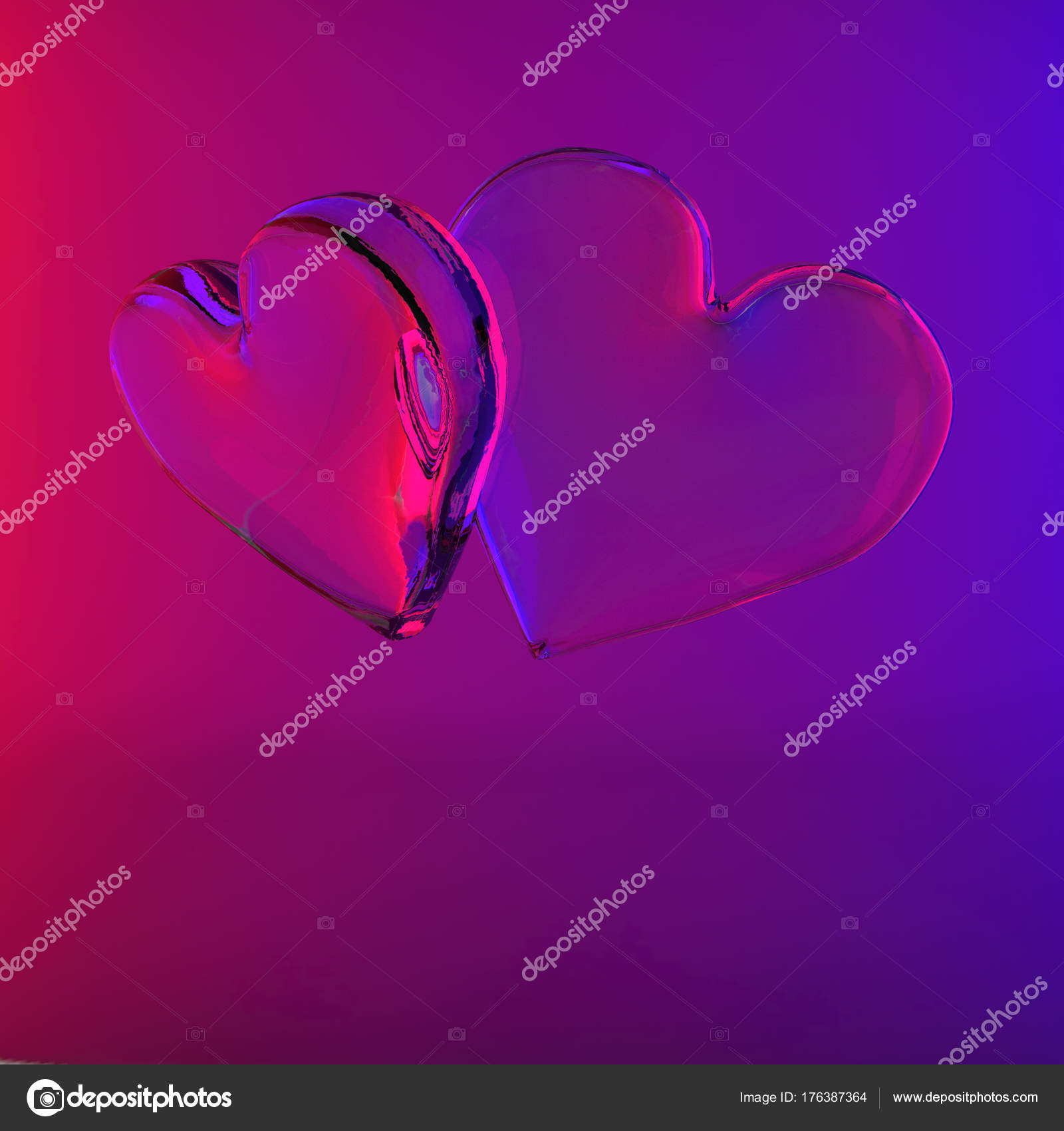 Darstellung Roter Und Blauer Herzen Gluckwunschkarte Zum Valentinstag Stockfoto C Beerlogoff2 176387364