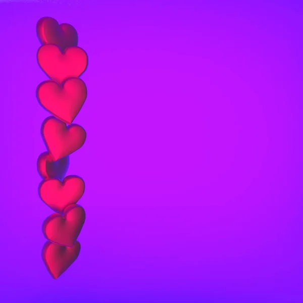 Renderização Corações Vermelhos Azuis Cartão Cumprimentos Dia Valentim — Fotografia de Stock