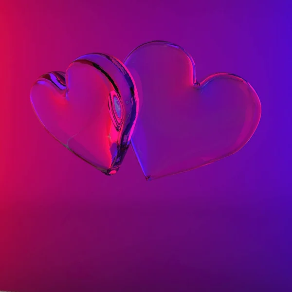 Render Red Blue Hearts Greetings Card Valentines Day — Stock Photo, Image