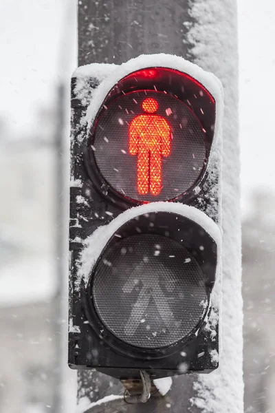 Verkeerslichten Sneeuw — Stockfoto