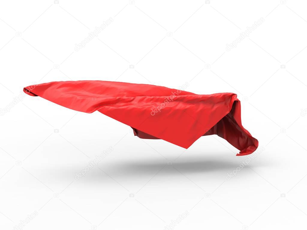 3D render of freeze motion of red cloth, isolated on white background