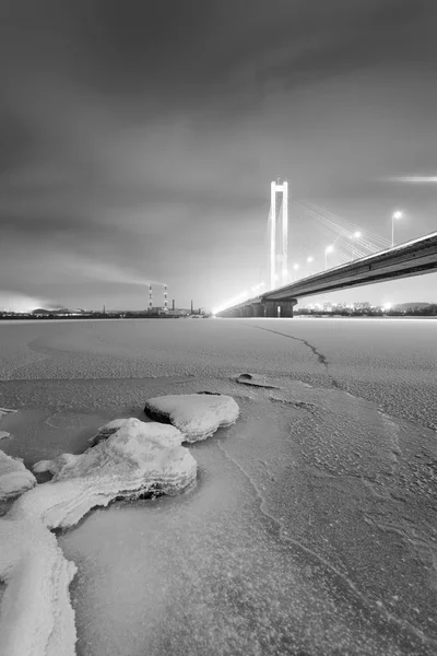 Zuid Brug Winter Kiev Stad Oekraïne — Stockfoto